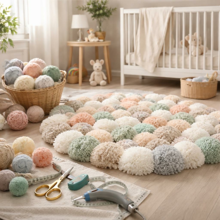 DIY : Tapis pompons pour la chambre de bébé — tuto pas à pas et astuces pratiques